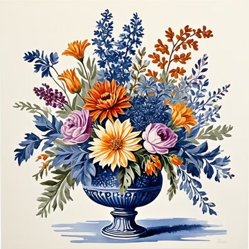 still life of wild spring flowers in a vase, cornflower, flower arrangement, allium, hull, daucus carota, wild
