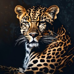 leopard, artistic photo, close-up, dark background