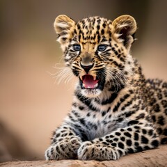 leopard cub growls,animal, angry,  park, wilderness, wildlife, wild, jungle, nature, portrait, powerful, safari, african