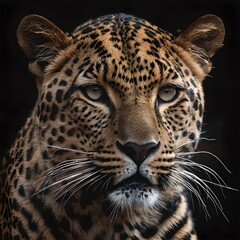 leopard, close-up, artistic photo, black background