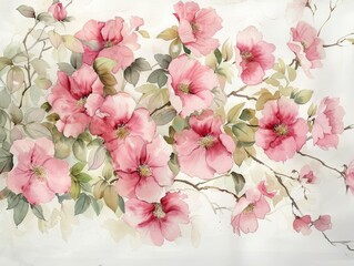 Delicate Watercolor Floral Blooms Bursting with Botanical Beauty