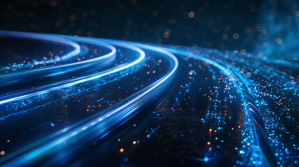 Blue space lines background 3D rendering, abstract blue wave decorative background