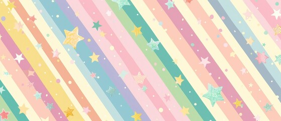 beautiful pastel background with stars and rainbow stripes