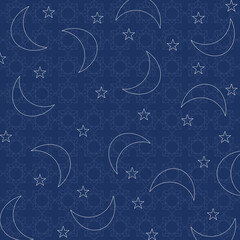Cute Islamic pattern background with cresceent and star illustration