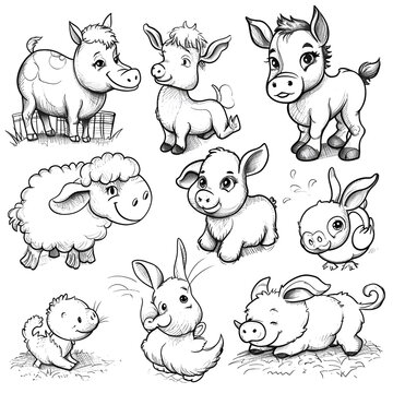 Animals farm Coloring pages, Generative AI