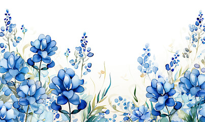 Watercolor Bluebonnet Banner Background Design with Copy Space - obrazy, fototapety, plakaty