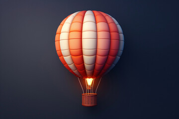 Hot air balloon 3D icon, travel and vacation concept illustration