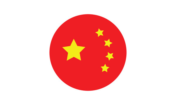 China flag circle. Chinese flag round. China flag circle transparent png.