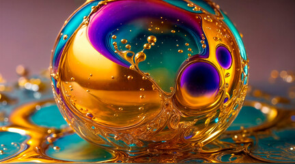 Abstract liquid background with sphere