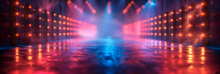 Music Stage with Light Illustration Background,
Atmospheric blue blank stage lights 3d
 - obrazy, fototapety, plakaty