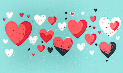 Romantic Hearts Banner Design Background with Copy Space