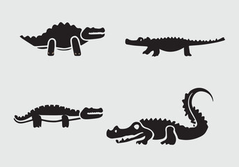 minimal stylish black Crocodylomorph icon illustration design