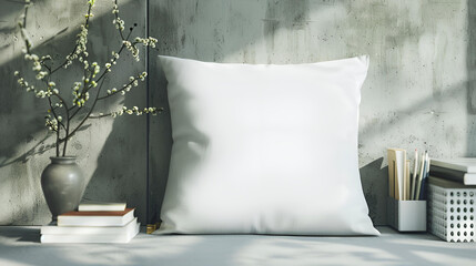 White blank pillow product mockup.