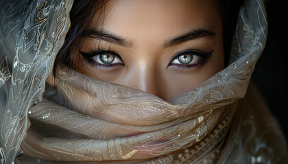 Fashionable Arab girl: fashionable woman of the East in a wedding dress. - obrazy, fototapety, plakaty