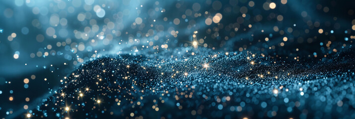 Blue luxury glitter and bokeh particles blue bokeh background