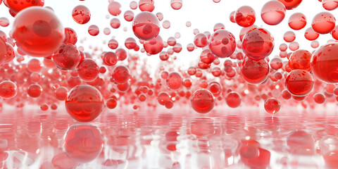 soap red color 3d world of red bubbles with white  background