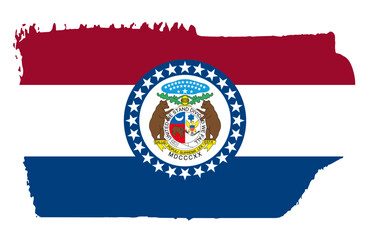 Missouri state flag with palette knife paint brush strokes grunge texture design. Grunge United States brush stroke effect