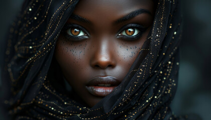 Fashionable African girl: beautiful Eastern woman in a wedding dress.