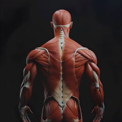 Posterior View of Human Muscular Anatomy from Head to Lower Back
 - obrazy, fototapety, plakaty