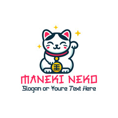 Lucky Cat Maneki Neko Logo Design