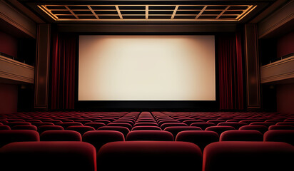 Obraz premium Cinema theater empty indoor. Film projection. Movie event festival show.