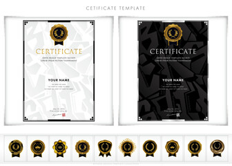Luxury modern frames and shapes, templates for certificates of recognition, certificates of appreciation, and diplomas. Accommodates award, diploma, business and educational needs. type199(portrait)	