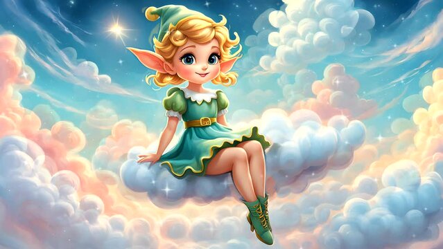 Beauty elf girl in the sky