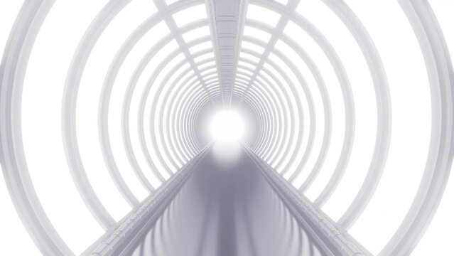 Abstract infinity 3d circle tunnel. Set motion sci fi background in white, black, and color version. Collection loop animation for game, music.