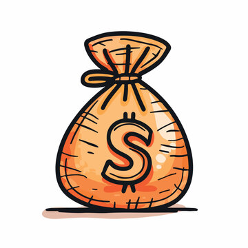 Money Bag in cartoon, doodle style. Image for t-shirt, web, mobile apps and ui. Isolated 2d vector illustration in logo, icon, sketch style, Eps 10. AI Generative
