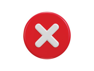 cross mark icon 3d render concept of rejection, false, delete and invalid icon vector illustration