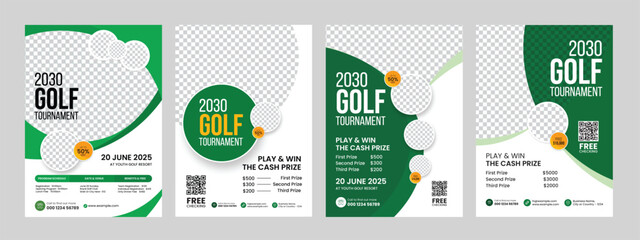 Naklejka premium golf tournament championship flyer brochure cover leaflet design template, golf annual sports event vector illustrator. 