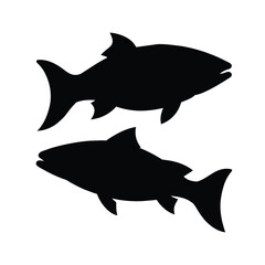 silhouette of a salmon fish on white