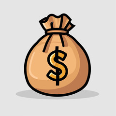 Money Bag in cartoon, doodle style. Image for t-shirt, web, mobile apps and ui. Isolated 2d vector illustration in logo, icon, sketch style, Eps 10. AI Generative