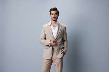 portrait man suit business sexy beige handsome smiling businessman happy copyspace