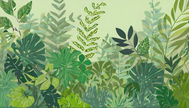 Illustration background of a wall greening image of a wide variety of plants