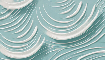 Texture of moisturizer slashes and waves on light pastel background, hydrating face cream or lotion...