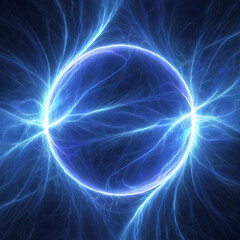 time space lightning explosion plasma travel power ring lightning f glow magic ball background Blue blast abstract glowing field fractal electric illustration blue nuclear energy plasma light