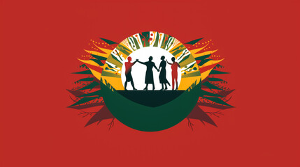 Group of Guinea people gathering hands vector silhouette, unity or support idea, hand gathering silhouette on Guinea flag, teamwork and togetherness concept, union of society
