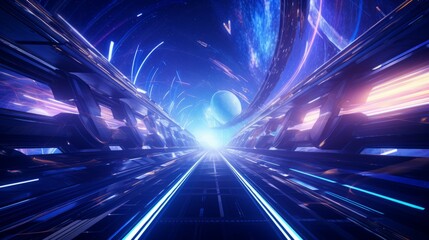 Futuristic hyper space journey through time and space