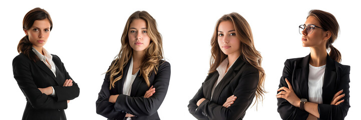 set of confident businesswoman isolated on transparent background
