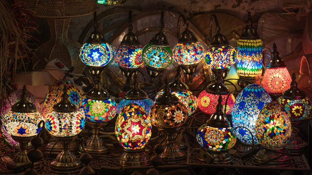 Arabic lamps and lanterns in the Marrakesh,Morocco