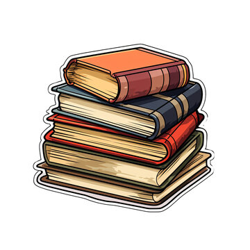 a stack of books with a white background