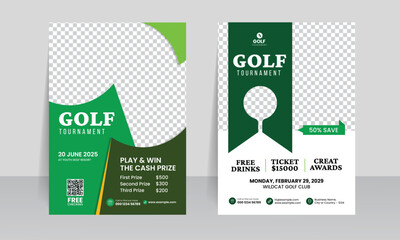 golf tournament championship flyer brochure cover leaflet design template, golf annual sports event vector illustrator. 