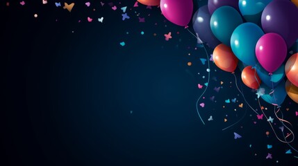 Vibrant and cheerful design with confetti and balloons for celebration - obrazy, fototapety, plakaty