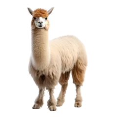 Deurstickers a white llama with a fluffy hair © rodion