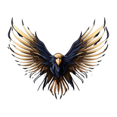 a black and gold eagle with wings