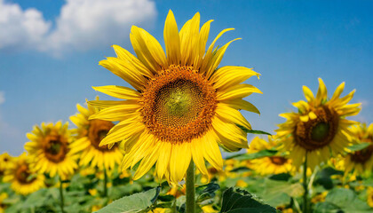 Beautiful close up sunflower blooming, Wallpaper nature background.