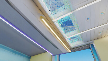 Ceiling access door of a modern building; technology, 3d rendering