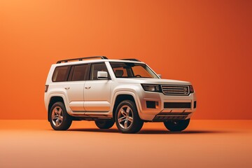 a white suv parked on a yellow background