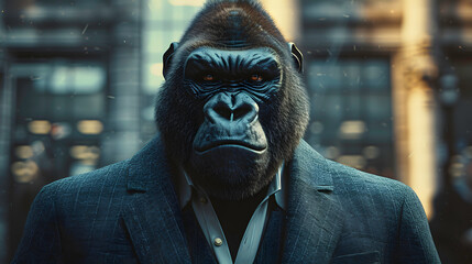 a gorilla wearing a suit